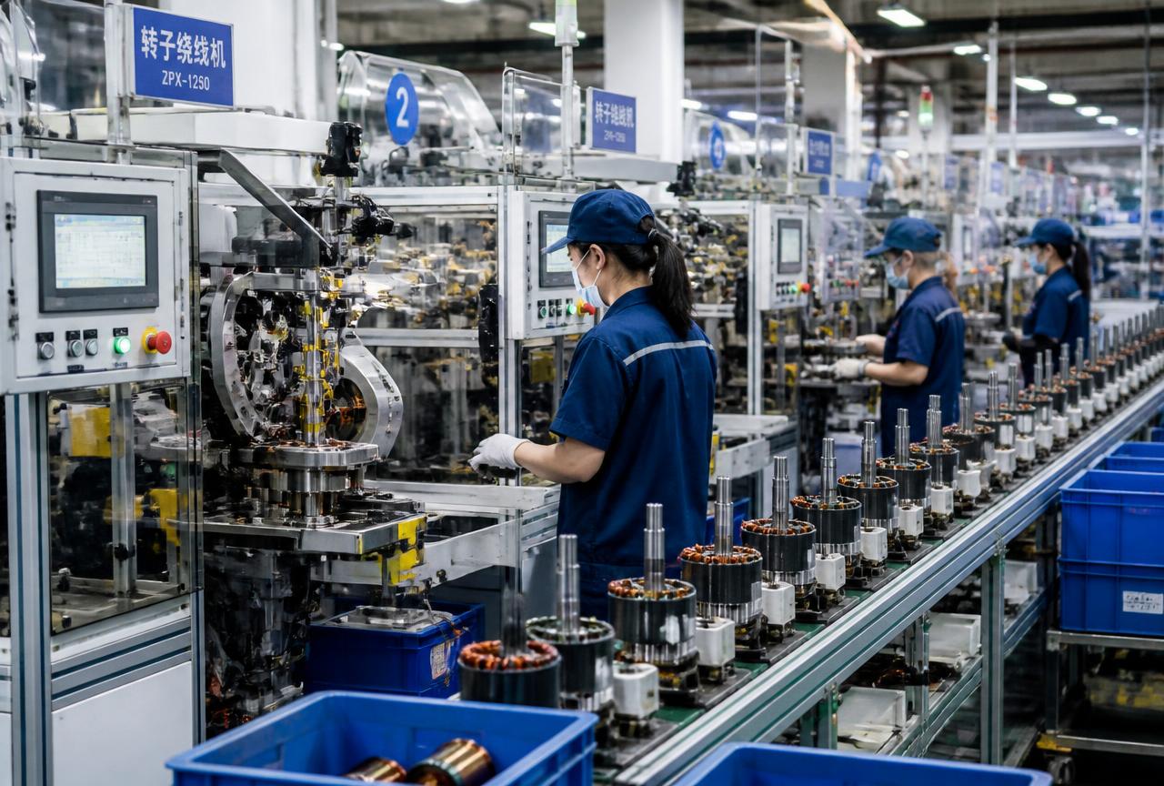 Motor winding and armature production line